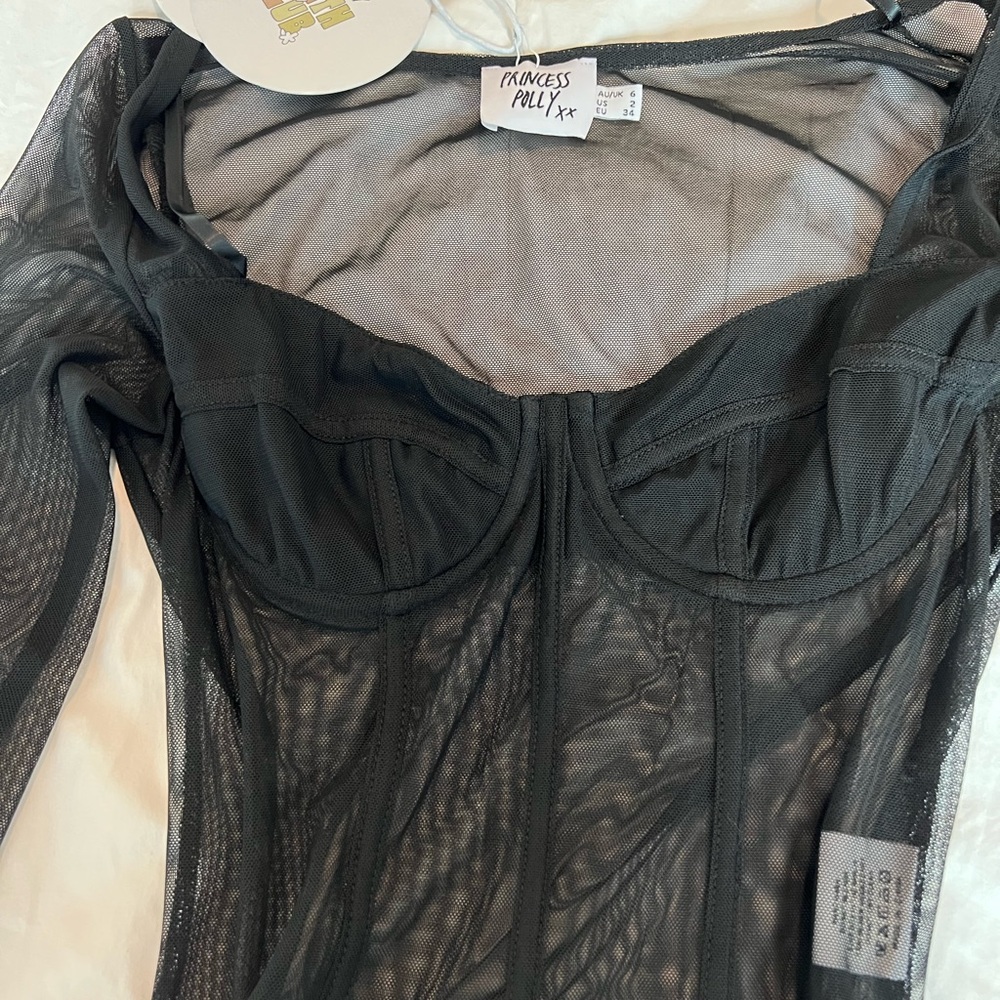Princess Polly Black Mesh Bodysuit (Leonie Bodysuit)